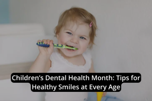 A young child brushes their teeth with a green toothbrush, sharing Dental Tips to support Children’s Dental Health and encourage healthy smiles at every age.